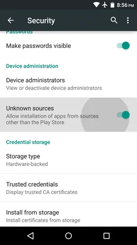 Android Allow Unknown Sources Security Setting